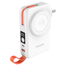 PHILIPS 飛利浦 伸縮線多合一行動電源 10000mAh Type-C + USB-A, 白色, DLP4352