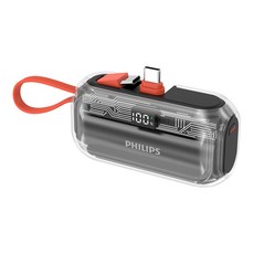 PHILIPS 飛利浦 透明款行動電源 5000mAh Type-C, 黑色, DLP2568