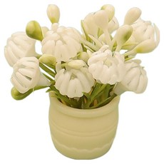 Alleophom 迷你花盆裝飾品 L261-0078W, 白色, 1個