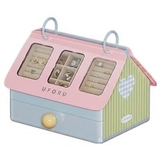 德普羅商務 隔層天鵝絨內襯抽屜式珠寶盒首飾盒, 02 粉紅屋頂藍色, 1個