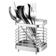 Kusso 不鏽鋼瀝水餐具筒 小型 10 x 10.5 x 7.5 cm, 銀色, 1個