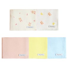 moms nature 純棉紗布毯5件組, 萊尼, 貝尼, 水蜜桃棉, 藍色雲朵, 檸檬糖