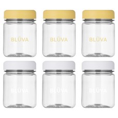 블루바 눈금표시 트라이탄 파스텔캡 다용도 미니 보틀 2종 x 3p, 옐로우, 화이트, 1개, 200ml