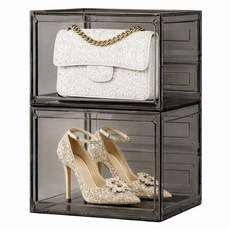 Starium 壓克力鞋子包包整理收納盒, 黑色, 2個