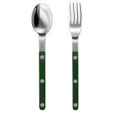 바겐슈타이거 셀레스트 벨루어 커트러리 디저트스푼 + 디저트포크 세트, 올리브그린, 1세트