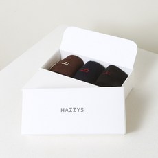 헤지스 여성용 26SS 브라운 라인배색 면혼방 중목양말 3켤레 세트