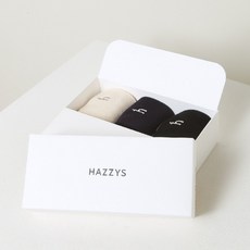 헤지스 여성용 26SS 미끄럼방지 아이보리 라인배색 면혼방 중목양말 3켤레 세트