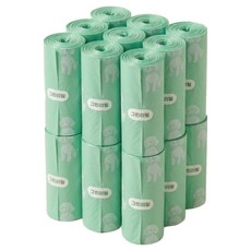 Greenrefill 狗狗加厚手提式便便袋 嬰兒爽身粉香, 薄荷綠, 18個, 15入