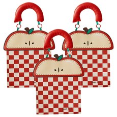 델리리움 귀여운 감성 인테리어 방수 키친타올 벽걸이 23.5 x 29.5 cm, 레드 사과, 3개