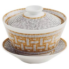 에르메스 모자이크 오 24 골드 티컵 + 소서 + 뚜껑 세트 026082P, 혼합색상, 1세트