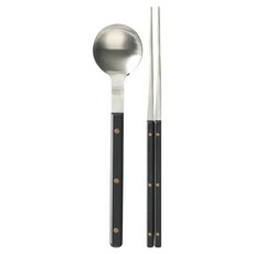 네오플램 레브 커트러리 1인조 수저 세트, 블랙, 1세트, 숟가락 + 젓가락