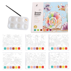 네오린 붓으로 하는 색칠공부 시니어 컬러링북, 몽환 바다, 1세트