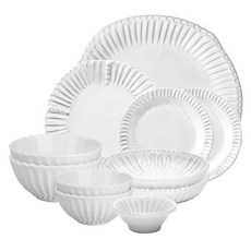 VBC CASA Incanto 條紋雙人居家餐具組 VBCS015 11件組, 白色, 1套, 11種