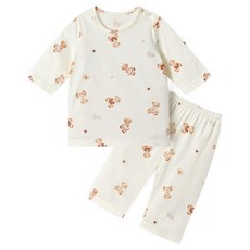 유니프랜드 베어프렌즈 오가닉 면 7부 내의 상하의 세트