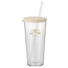 블루바 트라이탄 투명 심플 빨대 텀블러, 아이보리 옐로우, 1개, 670ml