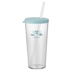블루바 트라이탄 투명 심플 빨대 텀블러, 파스텔 민트, 1개, 670ml