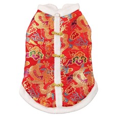摩達客 寵物服飾 601新年開運招財刺繡唐裝/狗貓春節拜年寵物衣, 紅色, 1個