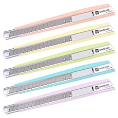 화신 215 커터칼 KN-215P5 소 5입, 피치+옐로우+그린+블루+퍼플, 1세트
