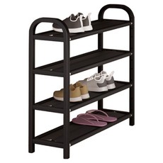 Merrynew 免鑽孔多層組裝式收納鞋櫃 4層, 經典黑, 1個