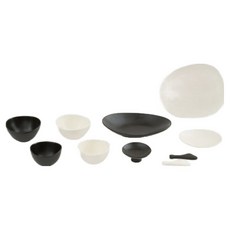 ERATO Rocce 雙人碗盤家用10件組, 白色, 黑色, 1套, 7種