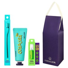 CORALIER 含氟牙膏 水漾薄荷香 90g + 牙刷 薄荷 + 口腔噴霧 15ml 套組, 1套