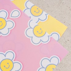 뮤니드 스마일 플라워 선물 포장지 2종 x 5p 세트, 1세트, 옐로우, 핑크