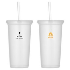 블루바 리유저블 빨대 콜드컵 700ml x 2종 세트, 워터 플래시, 트로피컬, 1세트