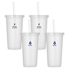 布魯巴 可重複使用吸管冷飲杯 700ml x 2款 x 2入組, 水光閃爍, 純淨水滴, 1套