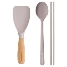 바겐슈타이거 플래티넘 실리콘 조리도구 3종 세트, 크림미스트, 1세트, 스패츌라 + 숟가락 + 젓가락