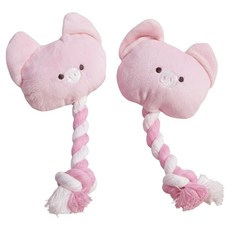 둥둥펫 강아지 삑삑이 터그놀이 장난감 애니멀 튼튼로프 인형, 돼지, 2개