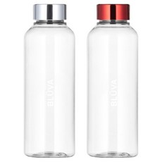 블루바 눈금표시 트라이탄 메탈캡 밀크 보틀 530ml x 2종 세트, 실버, 레드, 1세트