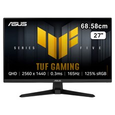 에이수스 QHD Fast IPS 165Hz 0.3ms 300cd sRGB 120 DCI P3 90 TUF 게이밍 모니터, 68.58cm, VG27AQE5A