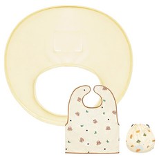 더마더 자기주도 이유식매트 라운드 + 나시 턱받이 + 보관가방 세트, 버터밀크(매트), 버터베어(턱받이), 1세트