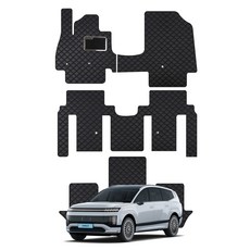 GMZ MOTORS 絎縫皮革地墊 1 2 3排 6人座 旋轉座椅, 全黑色, IONIQ 9