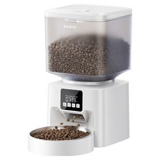 ROJECO 寵物按鈕式自動餵食器, 1個, 白色 + 透明, 4.5L