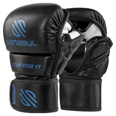 사나불 에센셜 스파링 MMA 글러브 양손착용 세트, 블랙 + 블루, 1세트