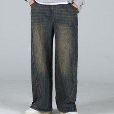이브클로젯 남성용 롱/기본/숏 기장 사이드턱 벌룬 데님 밴딩 와이드 청바지 6683-1