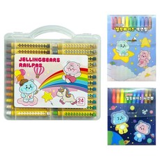 화신문구 젤링베어즈 크레파스 색연필 사인펜 세트, 24색, 1세트