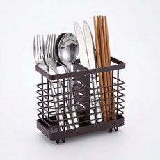 Kusso 時尚鐵製瀝水餐具筒 大型 16 x 10 x 14.5 cm, 棕色, 1個