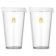 BLUEBARA Tritan 透明可重複使用隨行杯 500ml x 2入 + 杯蓋 2入組, 熱帶, 1套