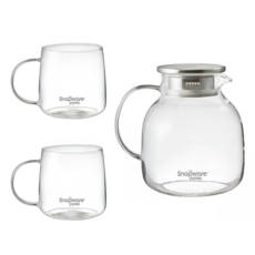 Corelle Brands 康寧餐具 SNAPWARE 耐熱水壺 1550ml + 杯子 500ml 2個, 透明, 1套, 2550ml