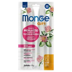 몬지 고양이 기프트 그레인프리 뉴트리션 스틱 스킨 서포트, 혼합맛(대구/레드클로버), 15g, 1개
