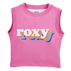 록시 여성용 슬림핏 슬리브리스 크롭 래쉬가드 RE21RE292BLK