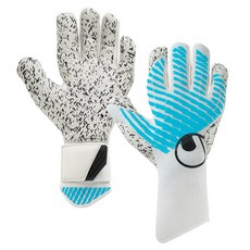 uhlsport CyberTec Super Grip+ HN GK守門員手套 雙手套組 UHL-101137501, 白色 + 賽博藍 + 黑色, 1套