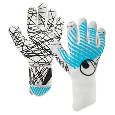 uhlsport Cybertec Ultra Grip GK守門員手套 雙手套組 UHL-101137101, 白色 + 螢光藍 + 黑色, 1套