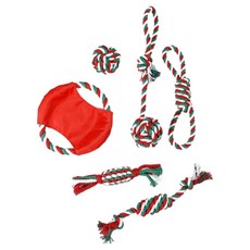 Kkokka 狗狗趣味拉扯遊戲磨牙繩索玩具6件組 06 420, 混合色, 1套
