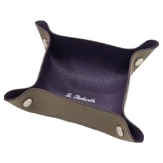 작고 귀여운 양면 소가죽 미니 트레이, IN(퍼플) OUT(토프), 1개