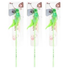 펫모닝 고양이 냥냥펀치 메뚜기 낚시대, 그린, 3개