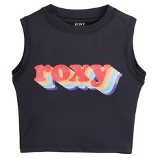 록시 여성용 슬림핏 슬리브리스 크롭 래쉬가드 상의 RE21RE292BLK