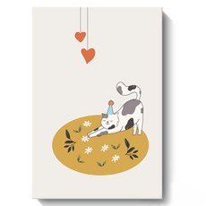 Sunbit 居家裝飾 Momo 帆布畫框 伸懶腰貓咪